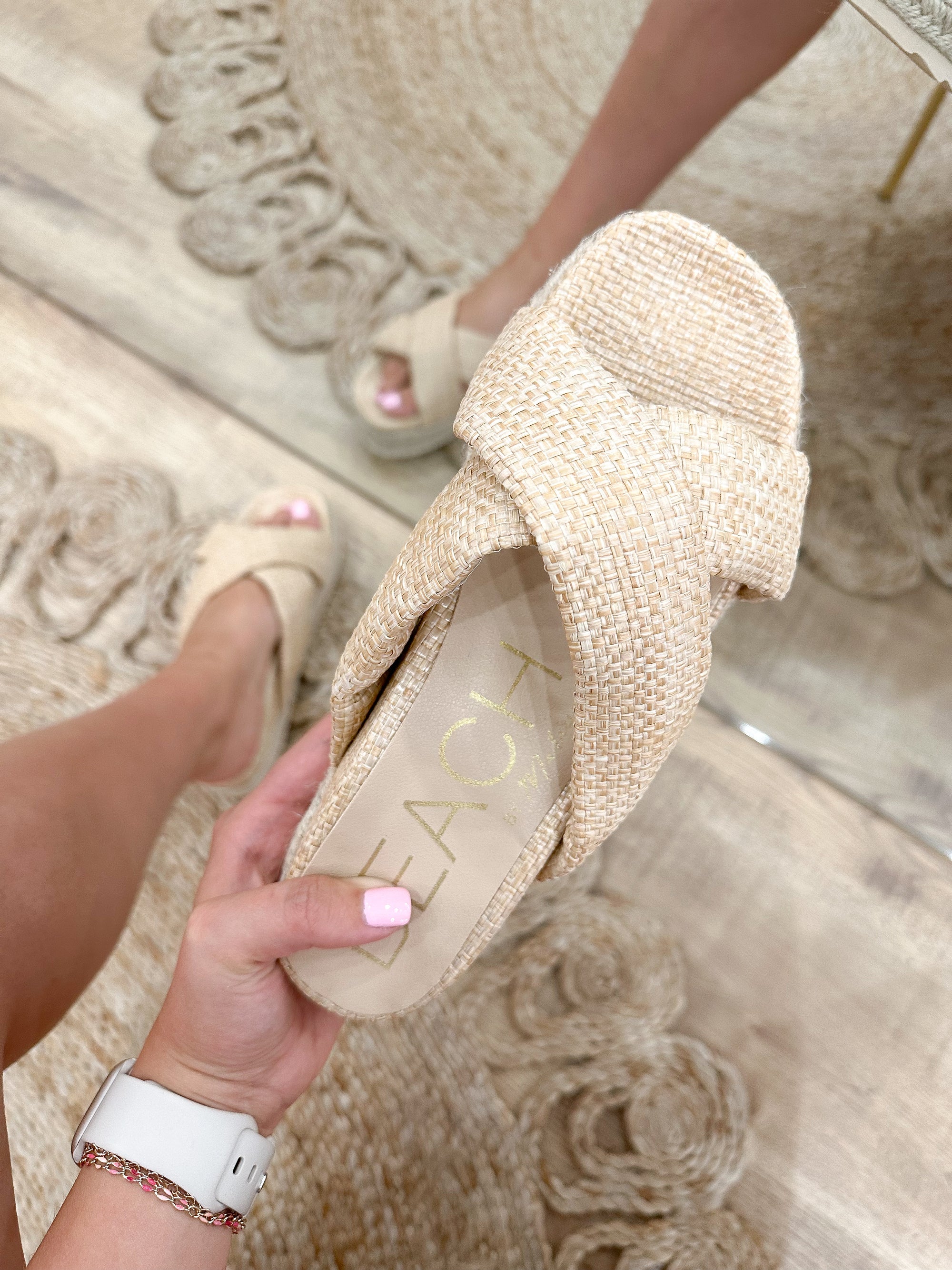 Hali Raffia Criss Cross Platform Sandals