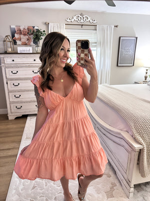 Good Graces Tiered Mini Dress - Coral