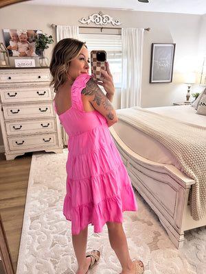 Good Graces Tiered Mini Dress - Pink