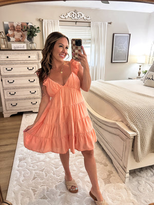 Good Graces Tiered Mini Dress - Coral