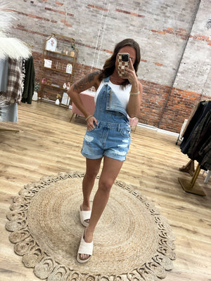 Bound To Happen Cuffed Short Overalls