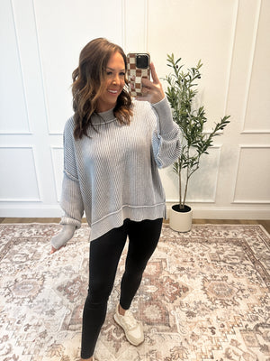 Falling Fast Oversized Cropped Sweater - Gray