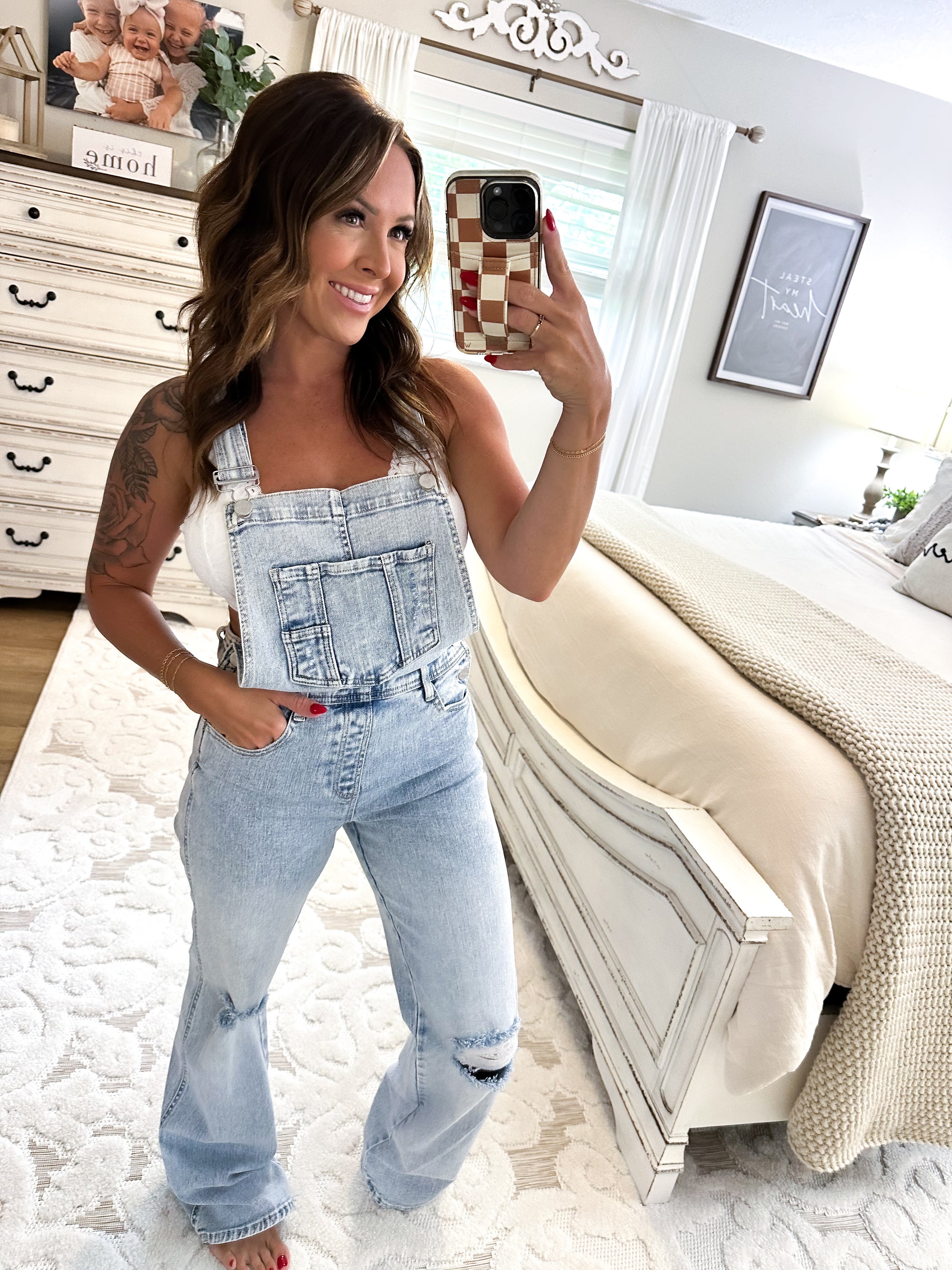 Meaningful Moments Wide Leg Distressed Overalls