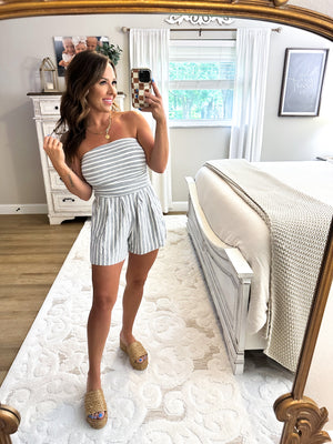 Better Days Ahead Strapless Romper - Gray