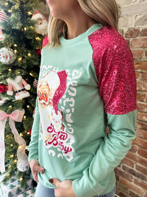 Vintage Santa Baby Sequin Sleeve Top