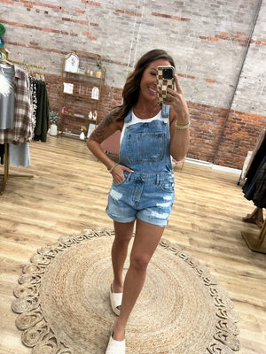 Bound To Happen Cuffed Short Overalls