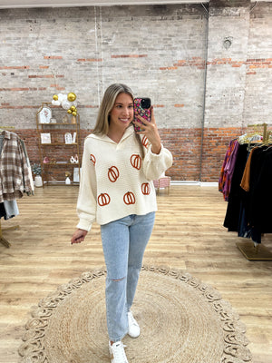 Pumpkin Patch Girlie Collared Sweater