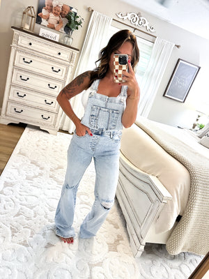 Meaningful Moments Wide Leg Distressed Overalls - QUICK PREORDER
