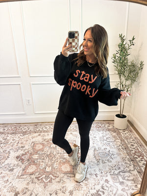 Stay Spooky Tinsel Lettering Sweater