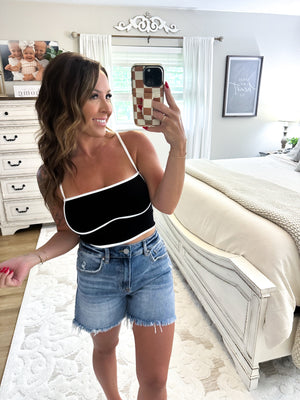 Something About Her Ribbed Cami Top - Black