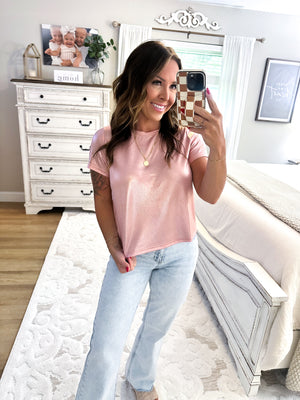 Wild With The Girls Metallic Top - Pink