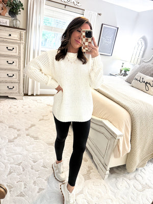 First To Know Waffle Knit Sweater - Ivory