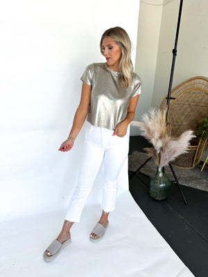 Wild With The Girls Metallic Top - Bronze