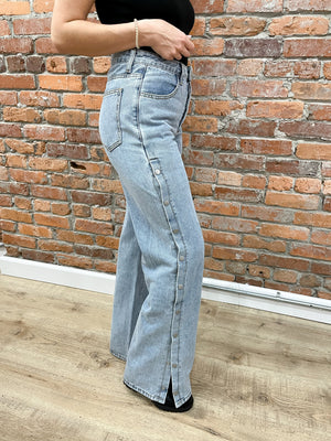 Haven Mid Rise 90s Straight Button Leg Pants