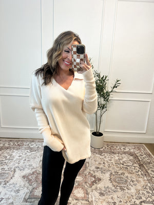 Moving On Waffle Knit Top - Ivory