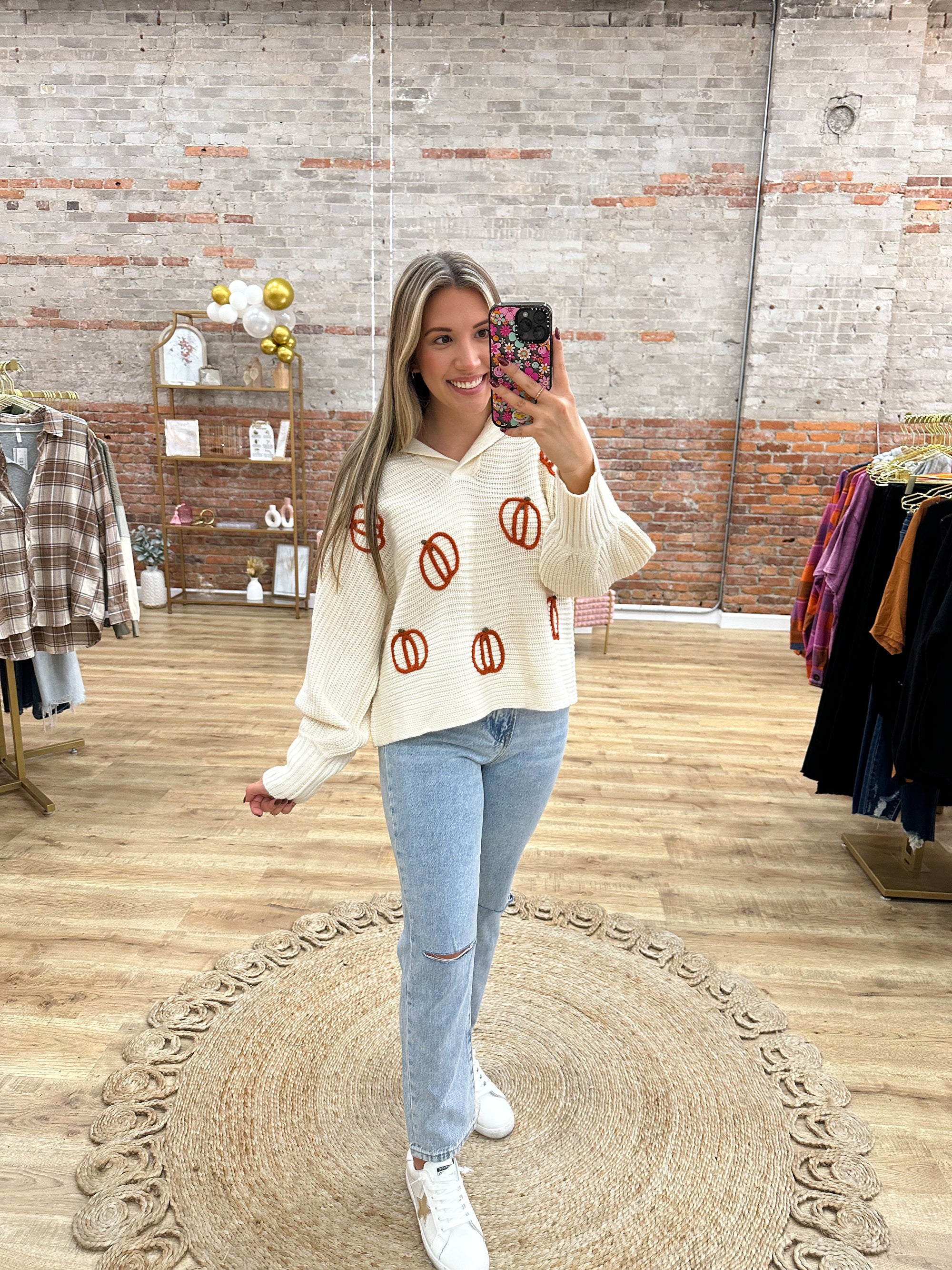 Pumpkin Patch Girlie Collared Sweater