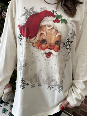 Vintage Santa Long Sleeve Tee w/ Bling