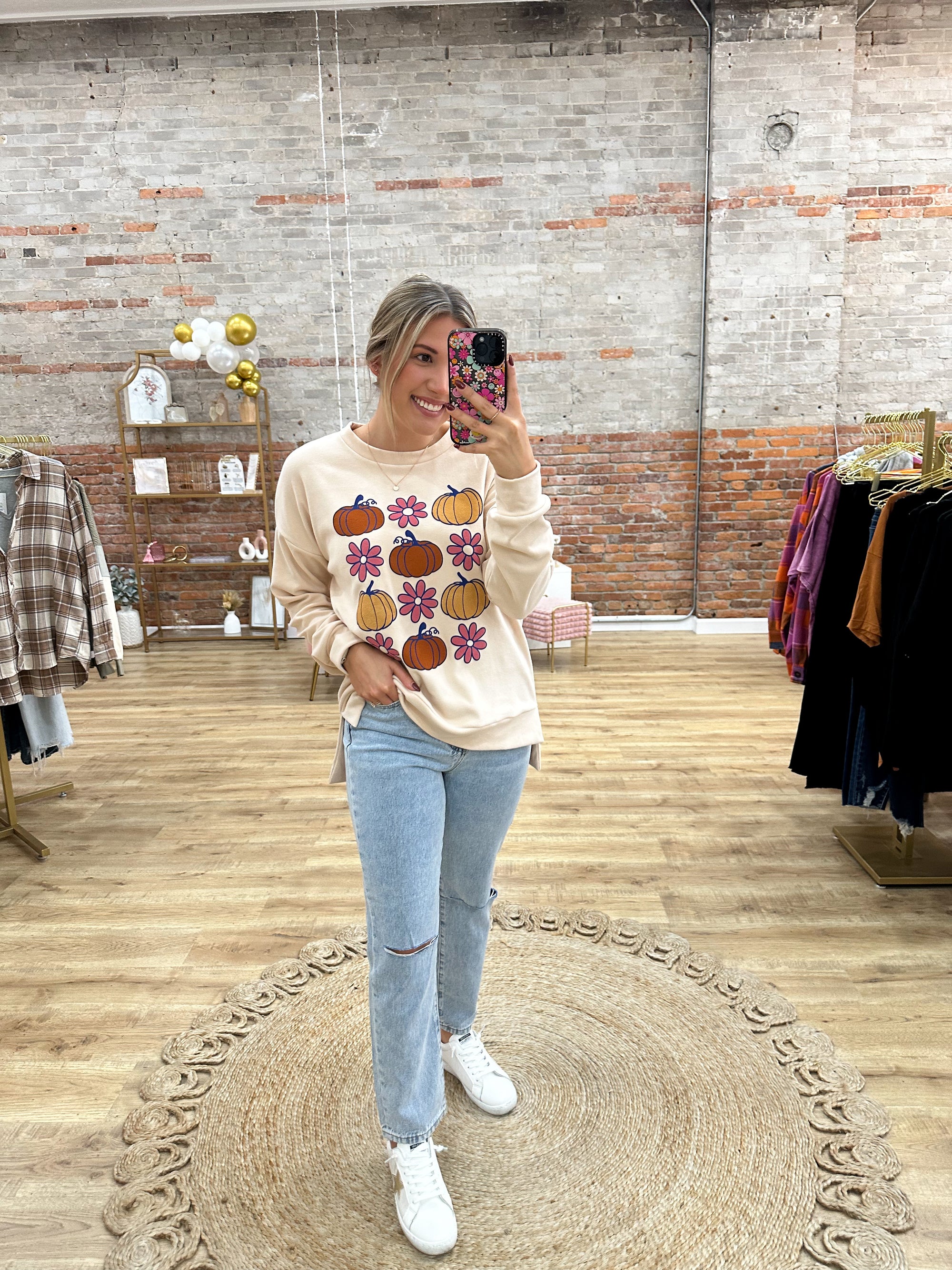 Pumpkins & Florals Pullover