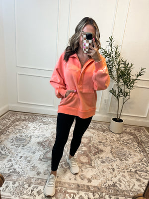 Wait For No One Acid Wash Hoodie - Coral