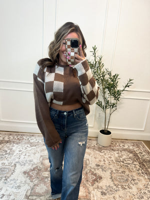 Match My Energy Checkered Sweater