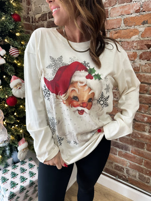 Vintage Santa Long Sleeve Tee w/ Bling