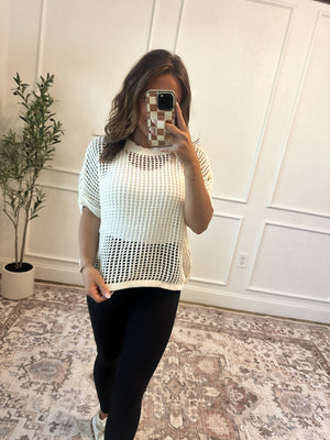 Standing Tall Fishnet Sweater - Cream