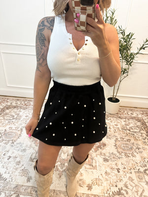 Pretty In Pearls Heavy Knit Skort