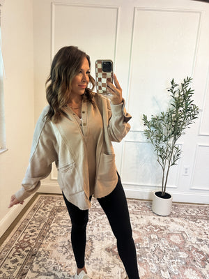 Kick It With Me Hooded Knit Top - Taupe