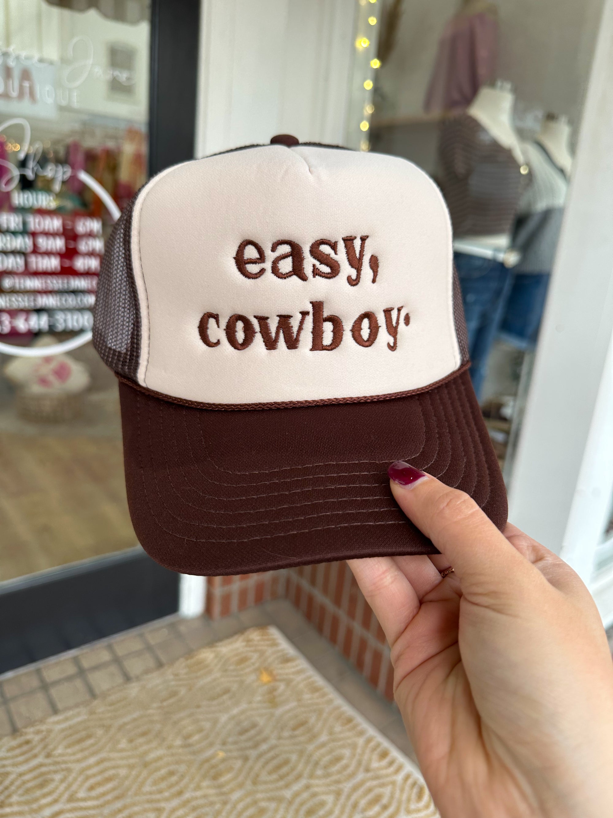 Easy Cowboy Embroidered Trucker Hat