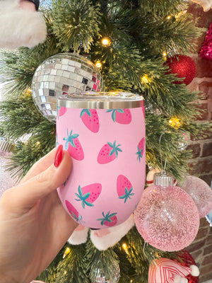 Strawberry Stemless Wine Tumbler