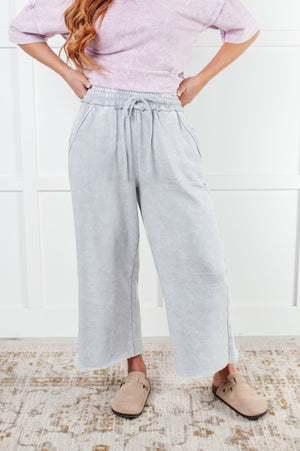 In or Out Wide Leg Cropped Pants in Light Grey