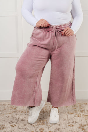 In or Out Wide Leg Cropped Pants in Light Rose