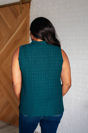 Matter of Fact Pleat Front Sleeveless Blouse in Sea Green