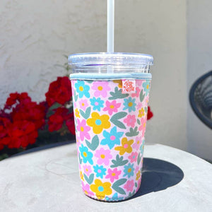 Iced Coffee Cup Cover - Sage Blooms