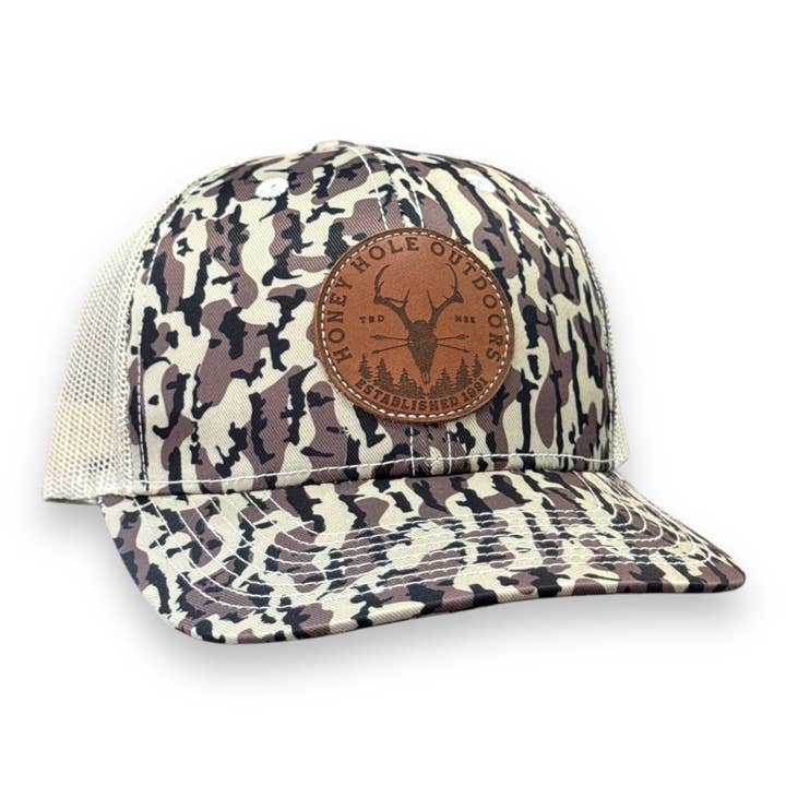 Dead Shot Leather Patch Men's Hat - Duck Blind Camo