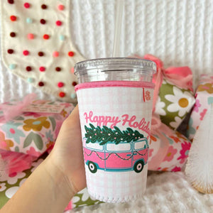 Iced Coffee Cup Cover - Happy Holidays Van