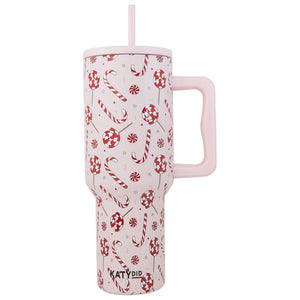 Candy Cane Christmas Insulated Tumbler Cup w/ Handle