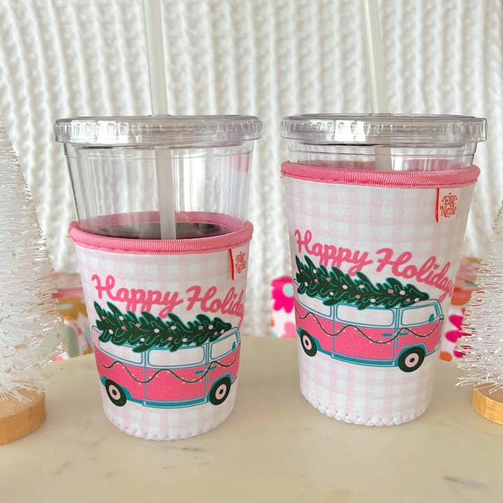 Iced Coffee Cup Cover - Happy Holidays Van