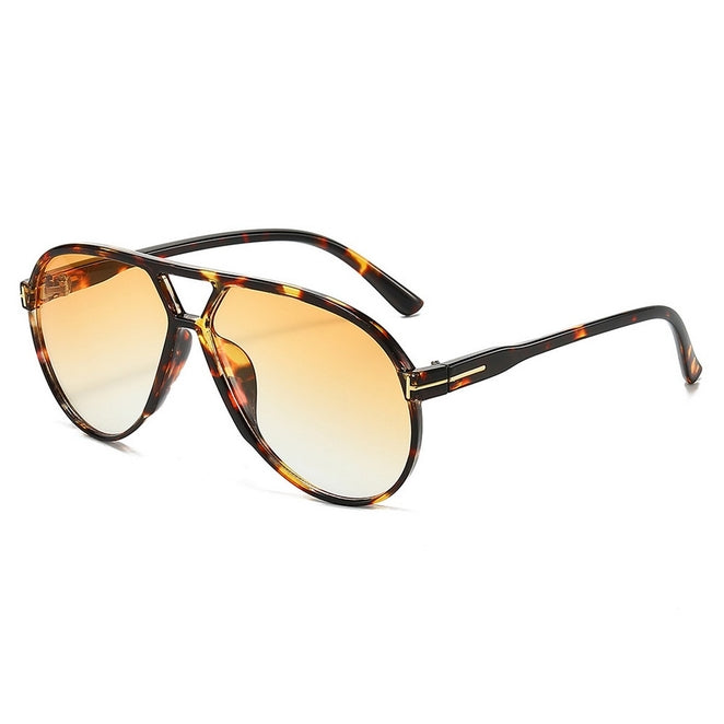 Double Bridge Large Frame Sunglasses - Leopard