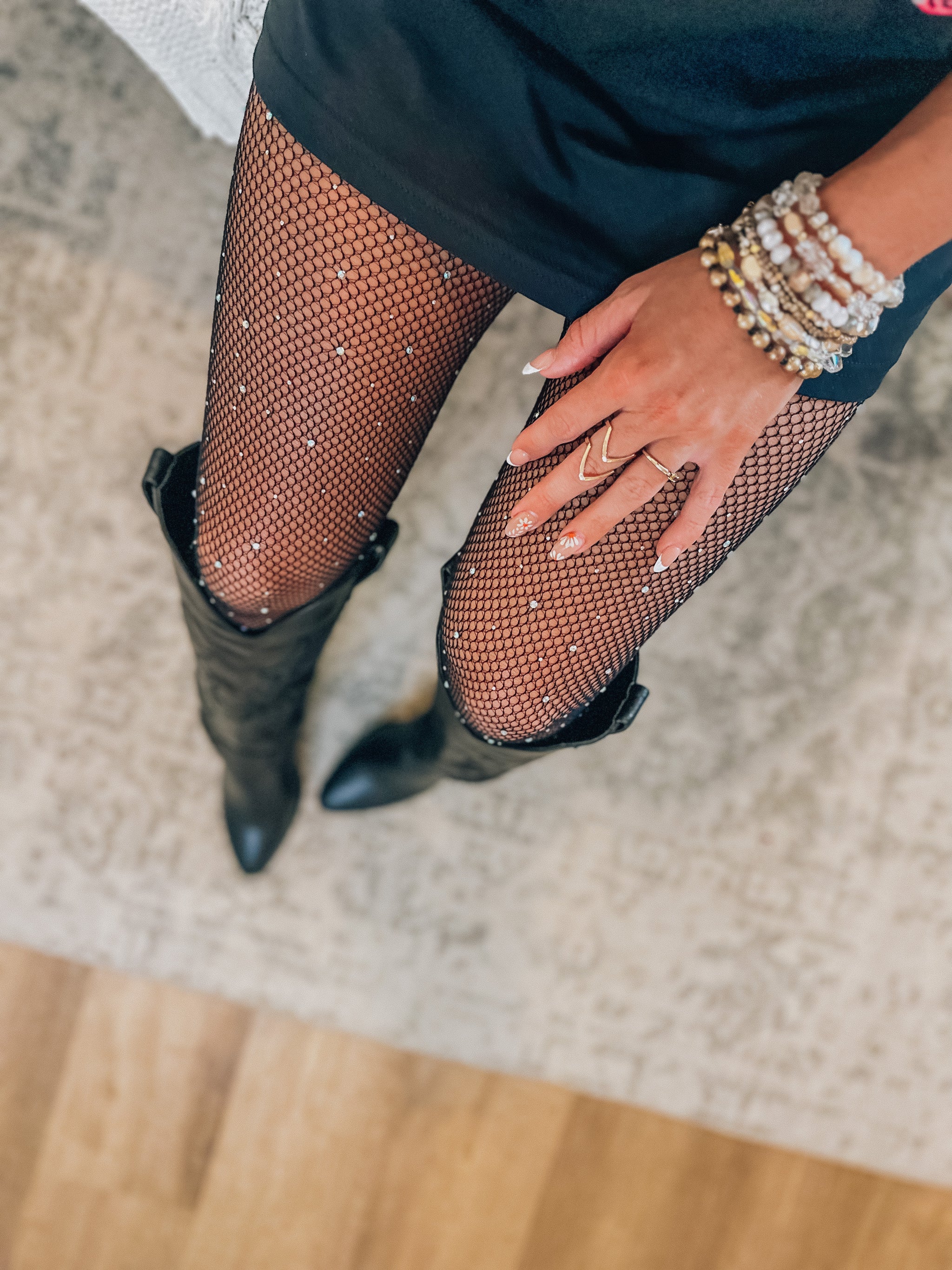 Rhinestone Fishnet Stockings by Micles, Carnival Kicks - Festival Boots,  Shoes and Accessories