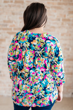 Little Lovely Blouse in Neon Floral