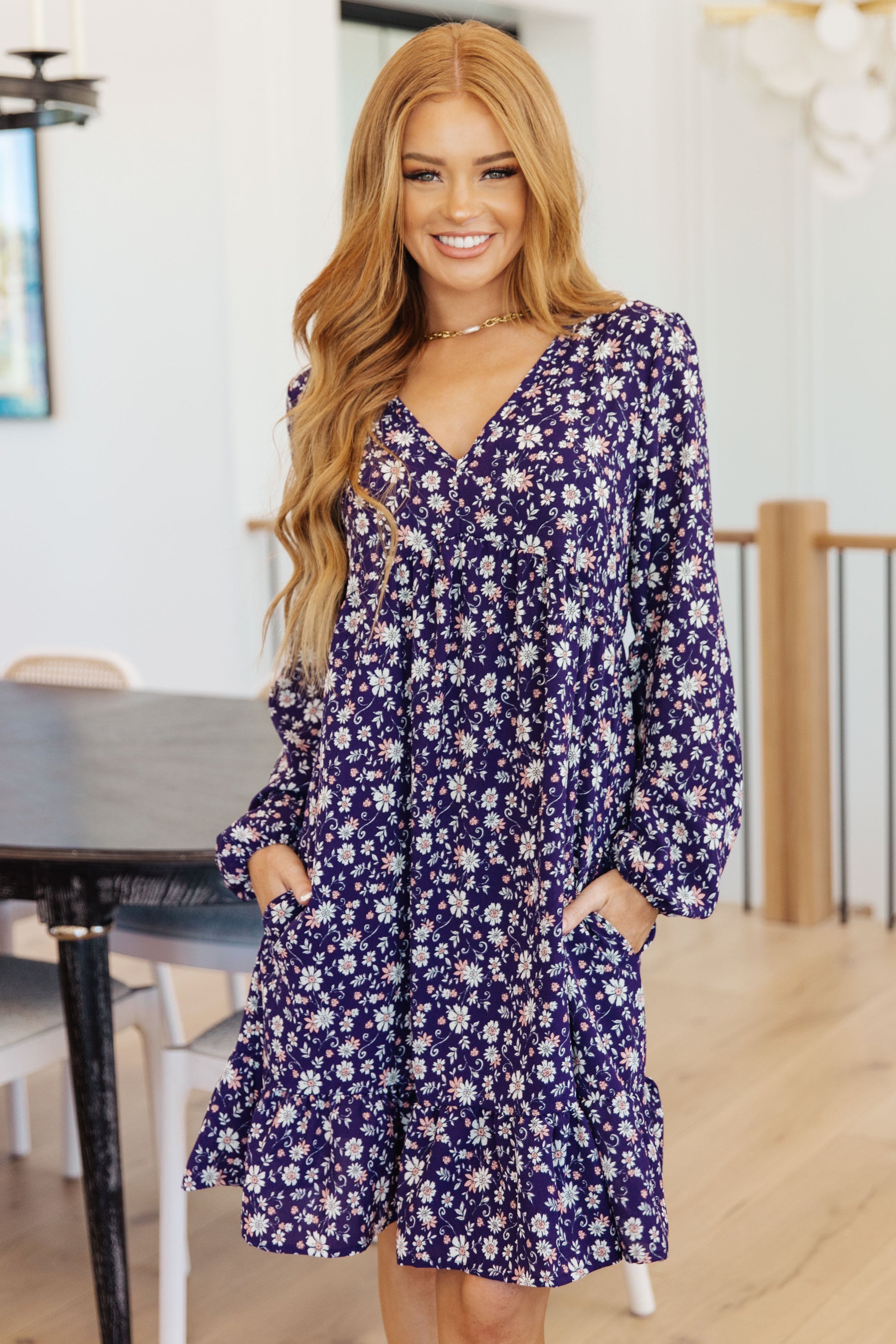 Since You’ve Been Gone Floral V-Neck Dress